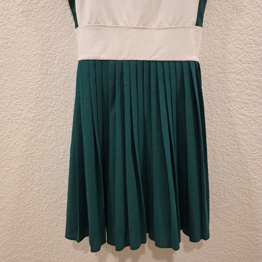 Palmes Forest PTFO Tennis Dress Small White Green Pleated Racerback Preppy NWT - Picture 2 of 11